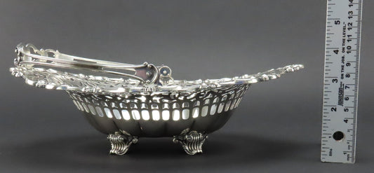 Impressive c1910 Towle Sterling Silver Pierced Swing Handle Basket w Scroll Feet