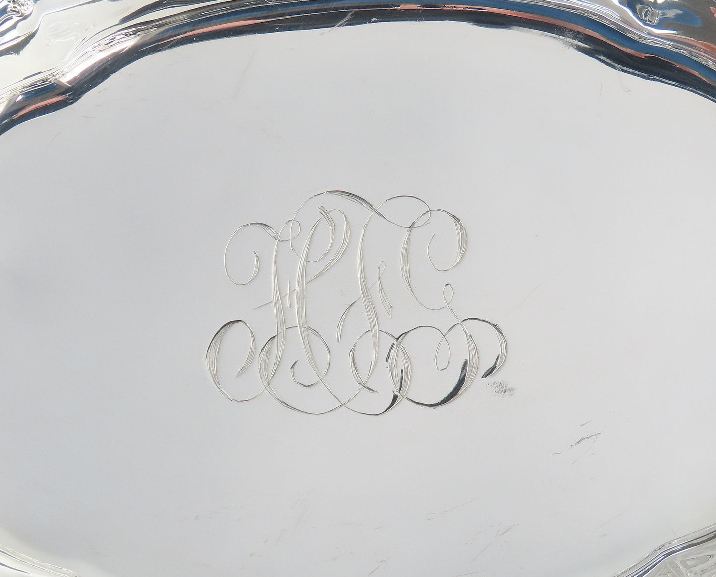 Fancy Large Pierced Handled Oval Bowl w/ Claw Feet Scroll Decorations 15" Long