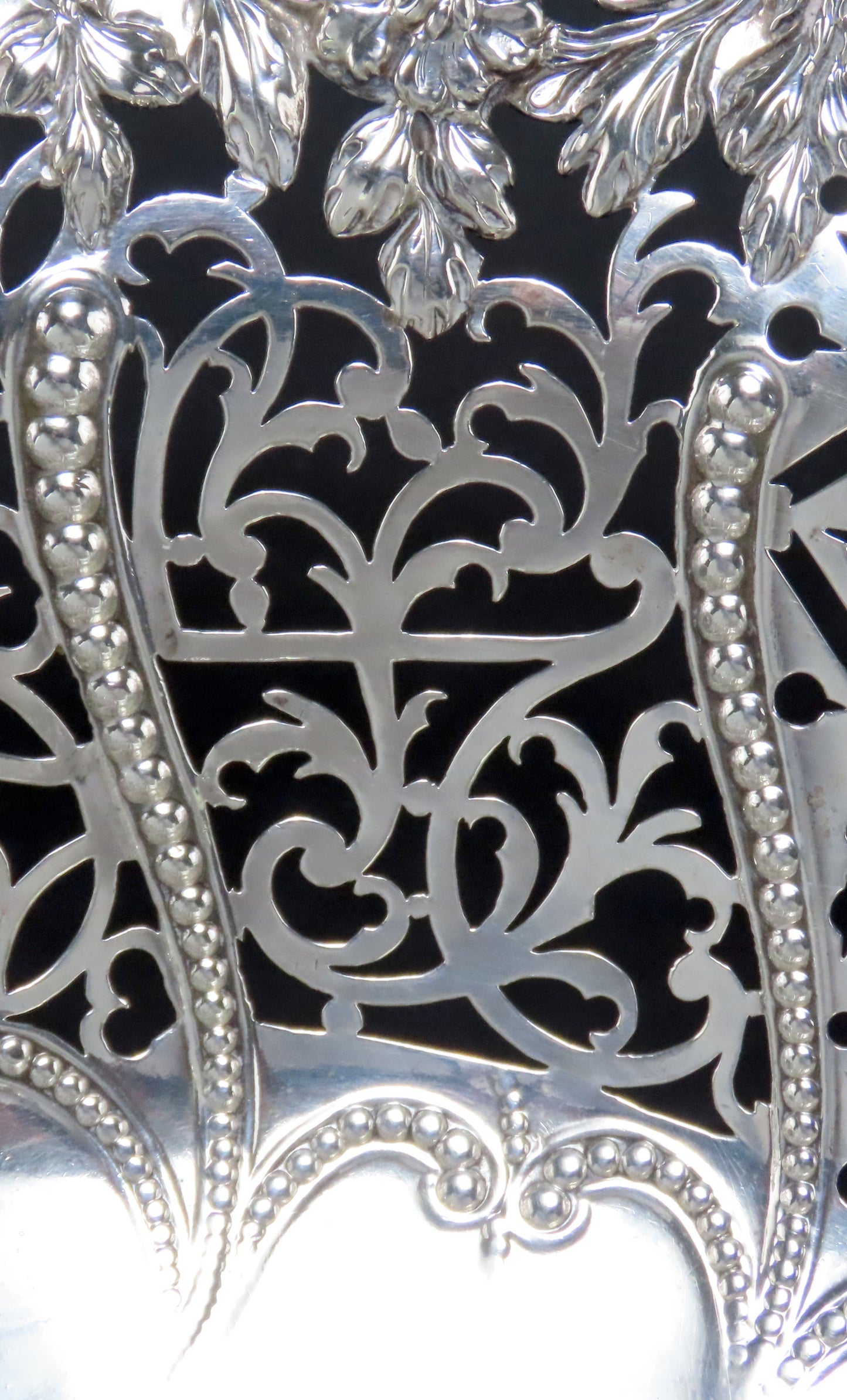Elegant 1767 English Sterling Silver Large Basket Pierced Latticework Wolf Crest