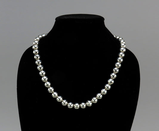 Nice Vintage Silver Beaded Necklace Native American Style 20 inches