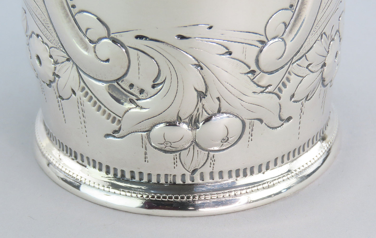 1850s Fabulous American Coin Silver Large Cup Fargo Family Monogram 4" Tall