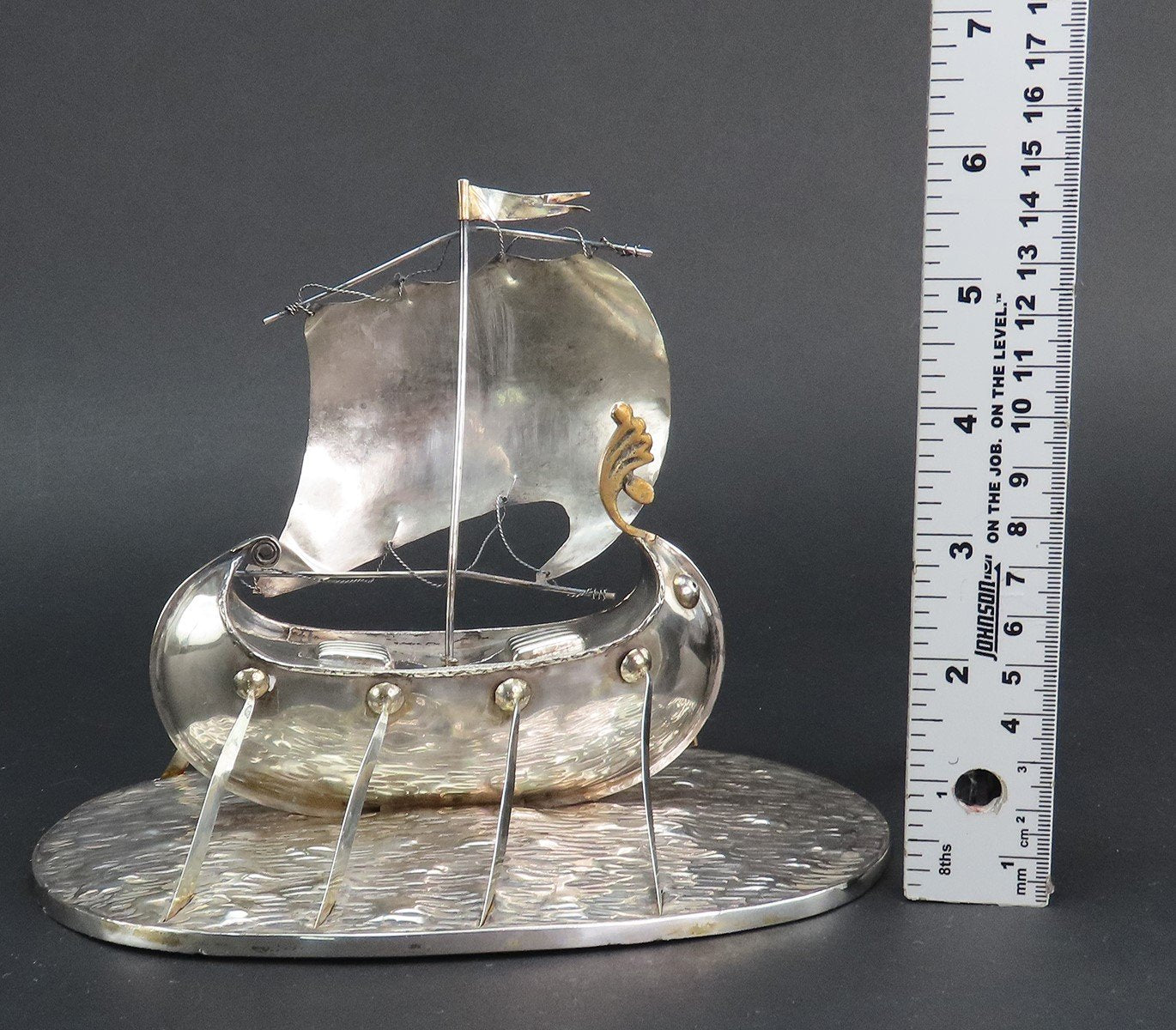 Neat VTG 900 Silver Archaic Greek Trireme Ship Argo Figurine