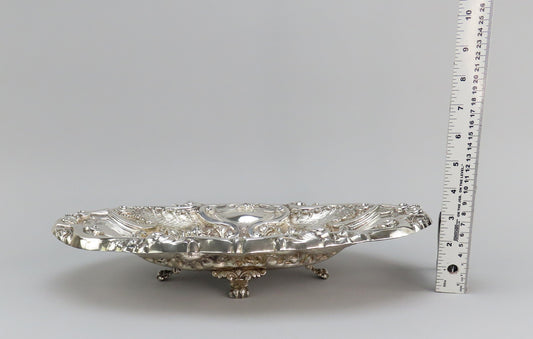 Fabulous Large Silver Hand Chased Dish Classical Portuguese Style 15 1/2" Long
