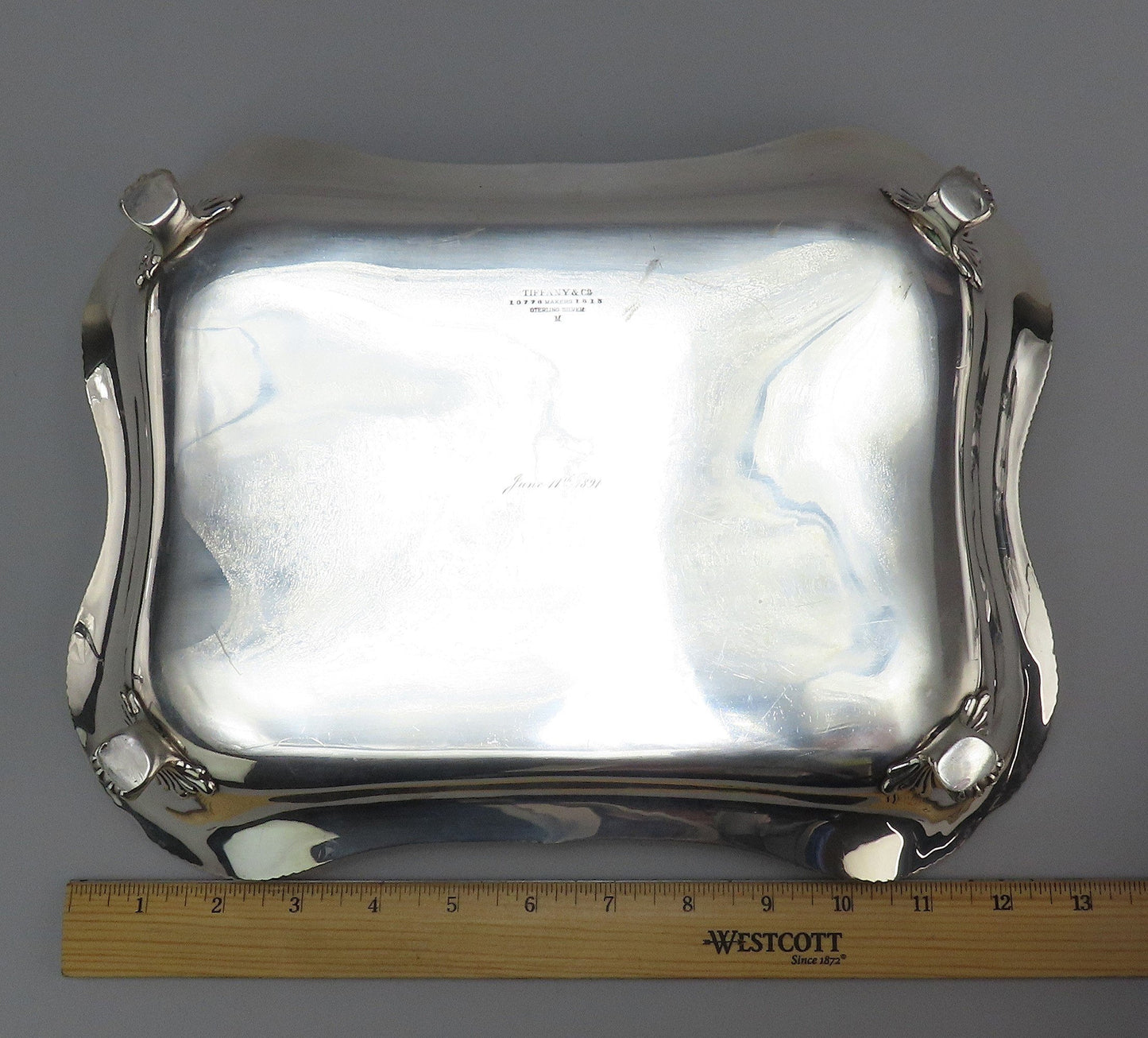 Superb c1891 Tiffany Co Sterling Silver Claw Paw Foot Tray