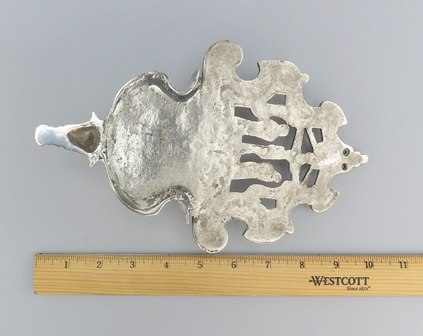 18th C Continental European Silver plate Holy Water Font Wall Piece Crucifixion