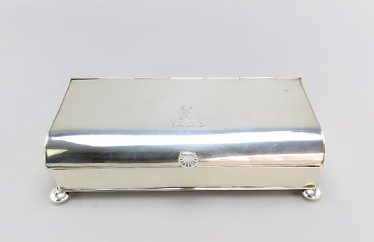 19th Century English Silverplate Inkwell Stand Desk Piece 2 Inkwells 8 1/2" Long