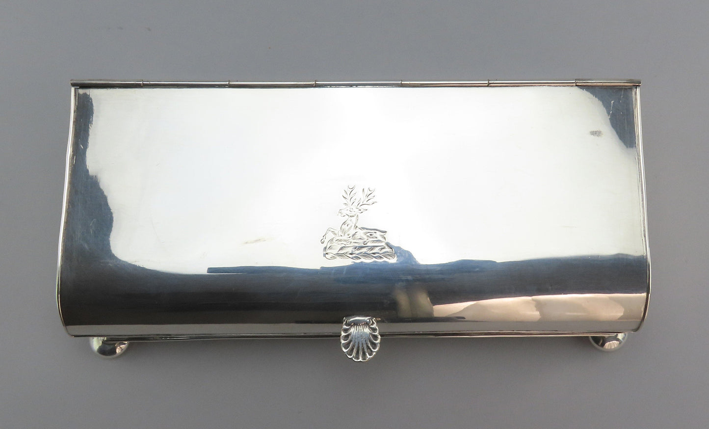 19th Century English Silverplate Inkwell Stand Desk Piece 2 Inkwells 8 1/2" Long