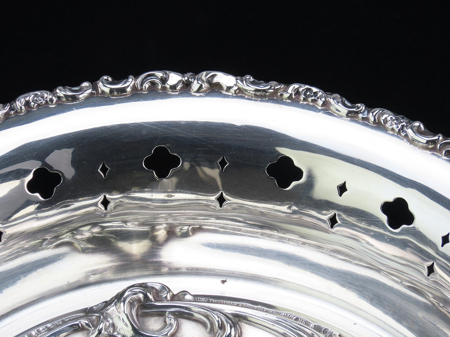 Fancy Antique Sterling Silver Bowl Cherub High Relief Decorations No Mono