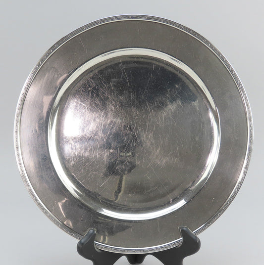 Antique Arthur Stone Sterling Silver Charger Serving Plate No Mono 10 3/8 in