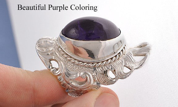 Fabulous Suarti Sterling Genuine Amethyst Ring Sz 8.75