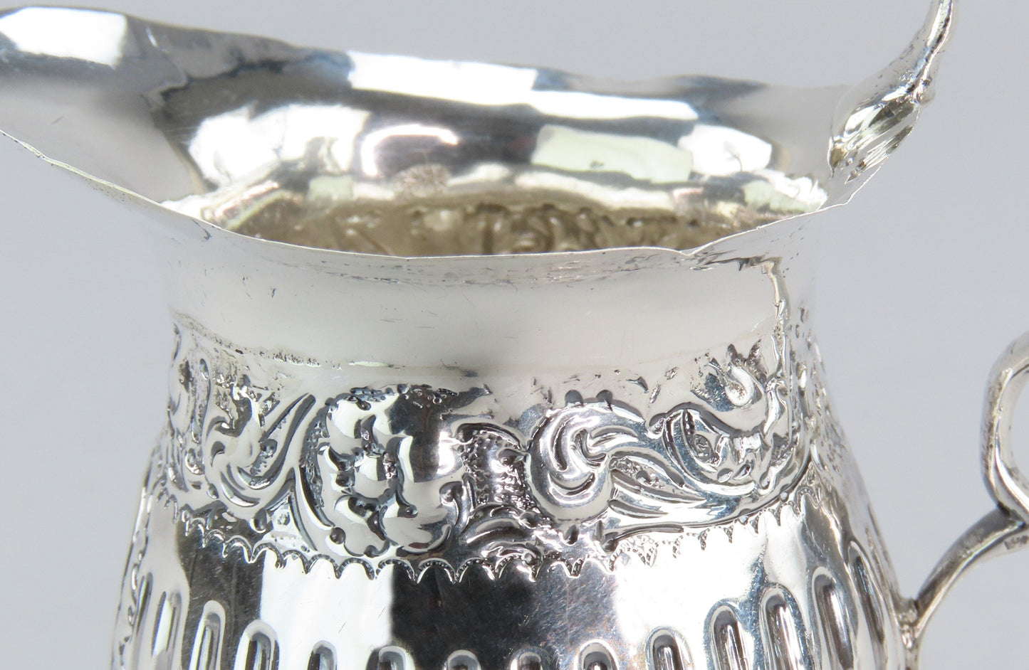 Ornate 1880 Victorian English Sterling Silver Creamer Charles Stuart Harris