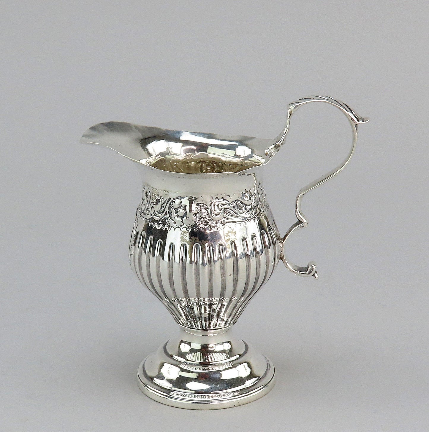 Ornate 1880 Victorian English Sterling Silver Creamer Charles Stuart Harris