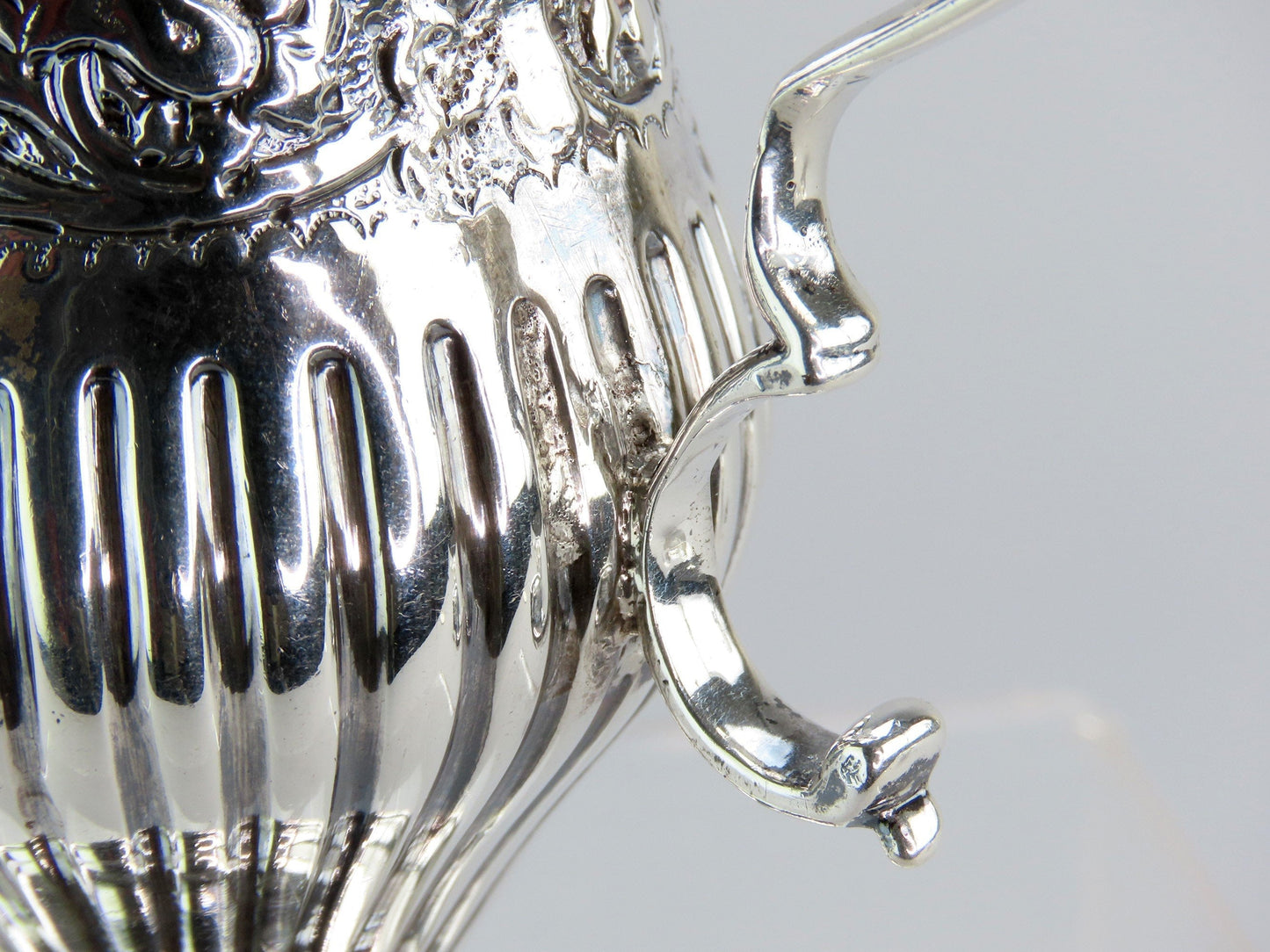 Ornate 1880 Victorian English Sterling Silver Creamer Charles Stuart Harris