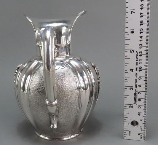Elegant Italian 800 Silver Melon Form Water Pitcher Wine Ewer