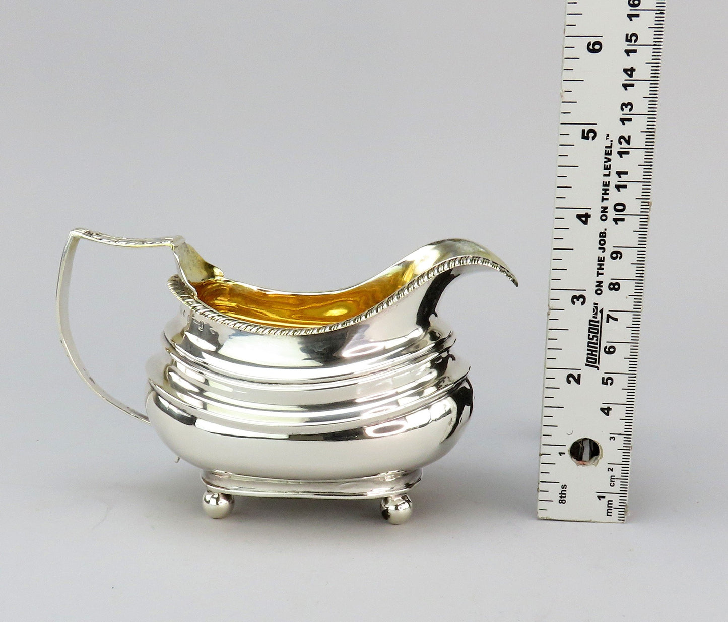 1820 Bateman Georgian English Sterling Silver Creamer Gadroon Edge and Gilded
