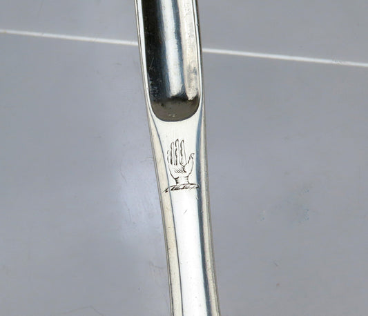 Rare Irish c1770s Sterling Silver Double End Marrow Scoop w Hand Ulster Crest