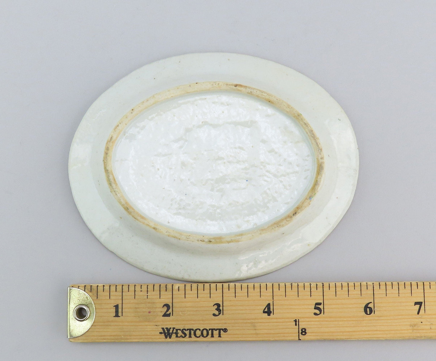 Mid 1800s Small Chinese Rose Medallion Covered Dish w/ Underplate 5 1/2" Long