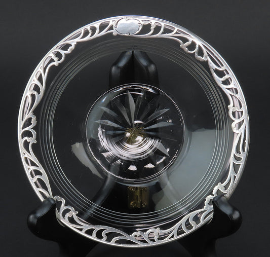 5 Great Sterling Silver Overlay Deposit Cut Glass Plates Saucers No Mono 5 1/4"