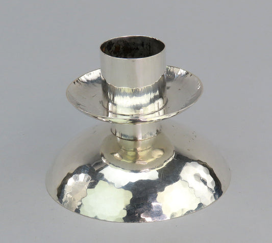 Handsome Set 4 VTG German 800 Silver Hand Hammered E. Bode Low Candlesticks