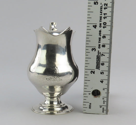 c1760 American Silver Creamer Classical 18th Cen English Style Greyhound Crest