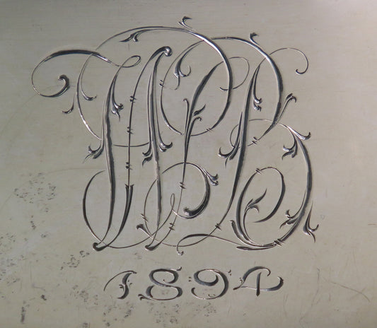 Excellent c1894 Sterling Silver ABP Cut Glass Liquor Flask w Cup Base