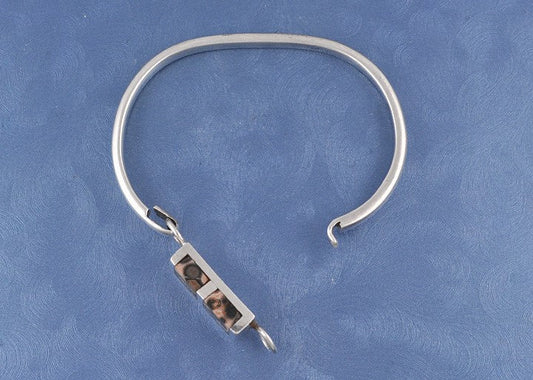 Mexican Sterling Silver and Genuine Stone Bangle Bracelet