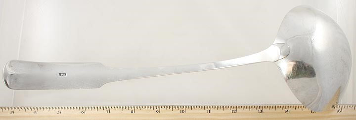 RARE Huge Antique 1808 American Coin Silver Fiddle Soup Punch Ladle