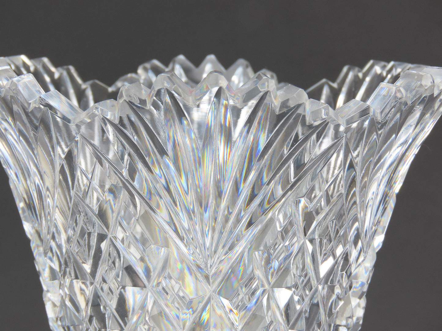 Great ABP American Brilliant Period Cut Glass Trumpet Vase 10 Inches
