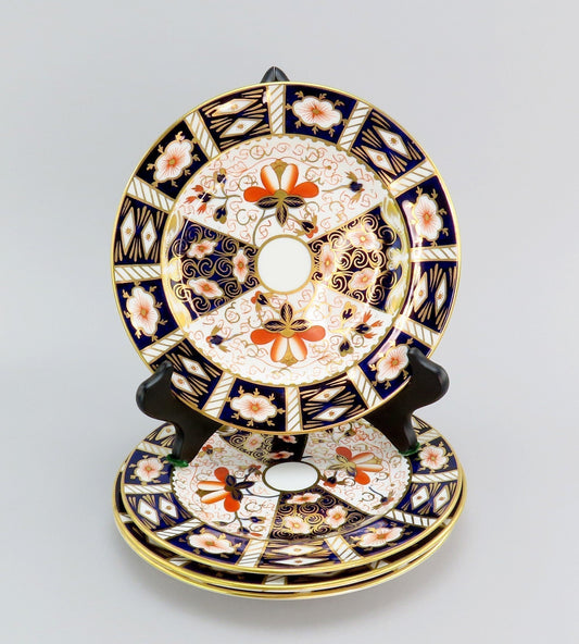 4 Royal Crown Derby 20th C Traditional Imari 2451 Salad Plates 8 1/8" - 8 1/2"