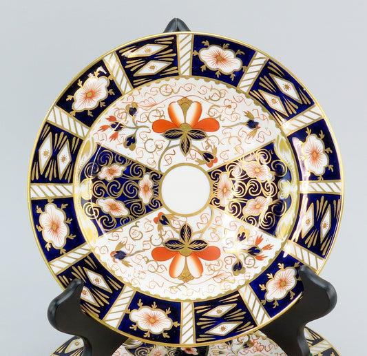 4 Royal Crown Derby 20th C Traditional Imari 2451 Salad Plates 8 1/8" - 8 1/2"