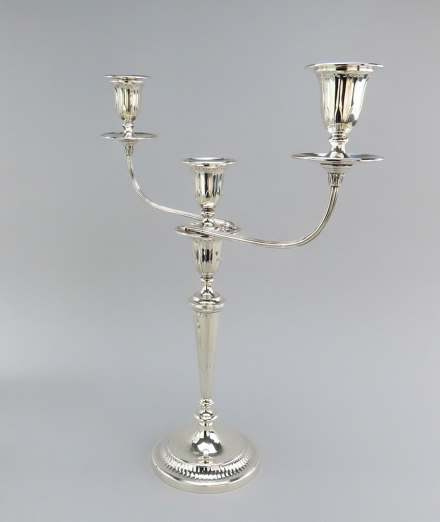 Pair 1931 English Sterling Silver Vanderbilt Estate Convertible Candelabra 18"