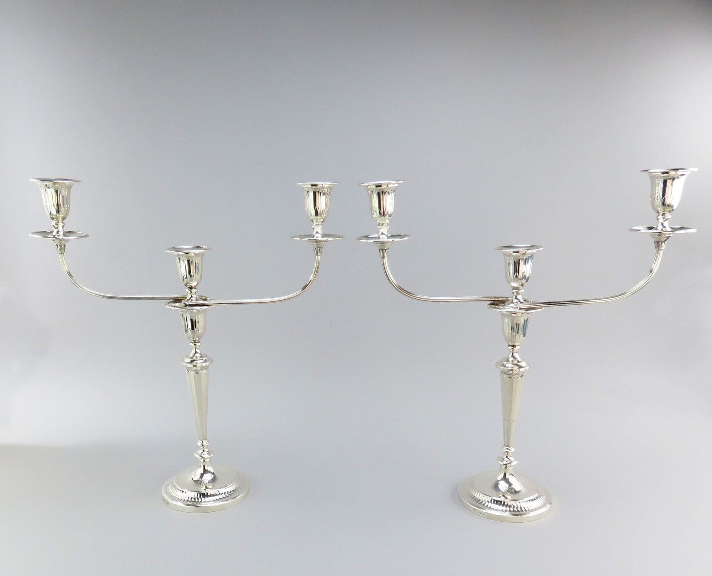 Pair 1931 English Sterling Silver Vanderbilt Estate Convertible Candelabra 18"