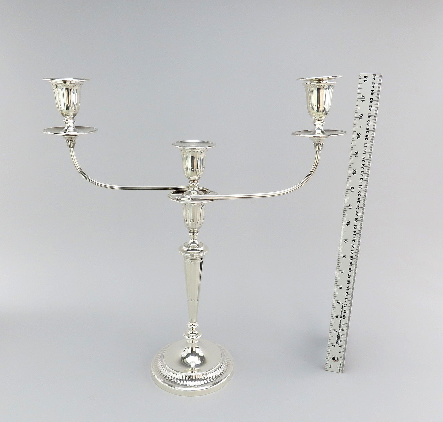 Pair 1931 English Sterling Silver Vanderbilt Estate Convertible Candelabra 18"