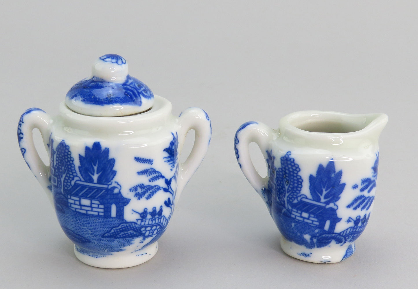 Charming c1920s Antique Blue White Willow 11pc Miniature Tea Set Made in Japan
