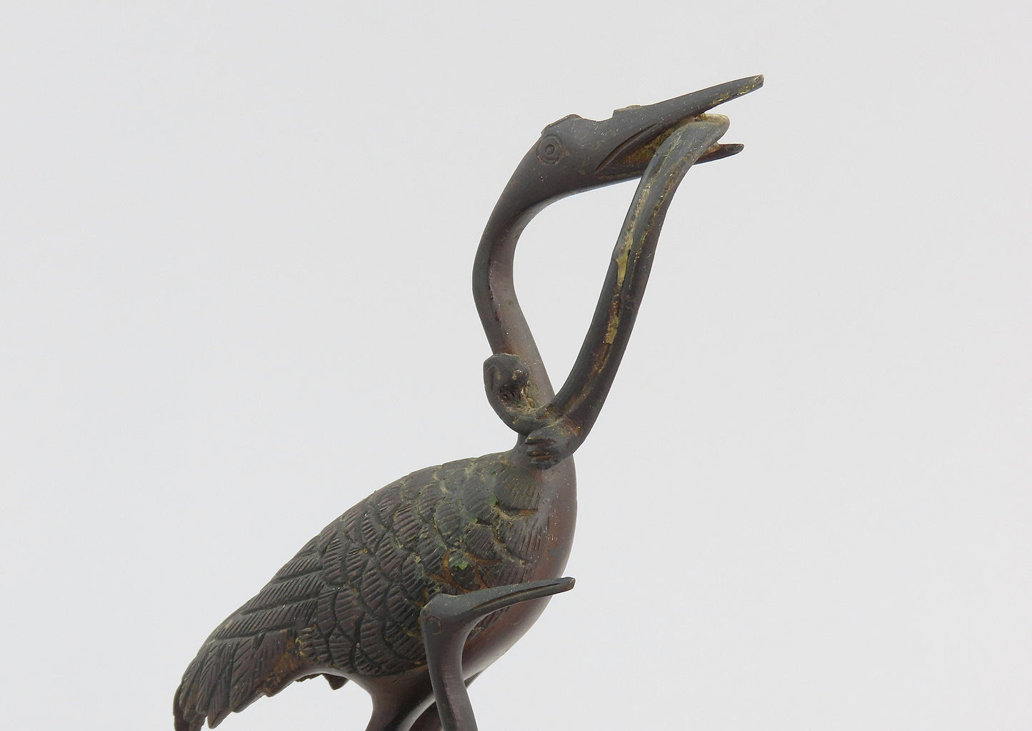 Late 1800s Chinese Bronze Statue of Two Cranes On Decorated Base