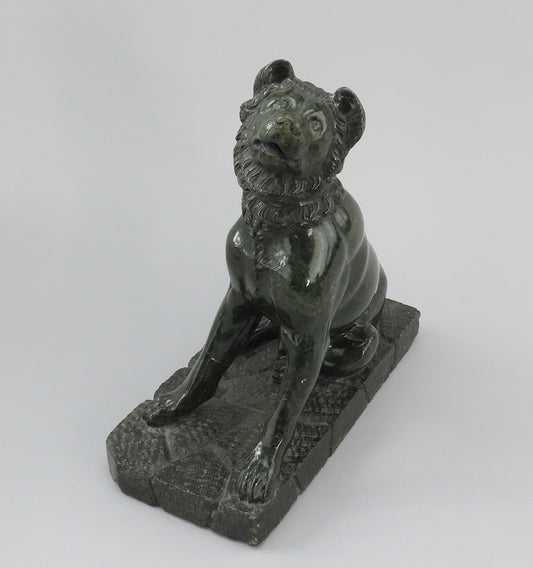 Pair c1850s Carved Serpentine Molossian Hound Jennings Dog Grand Tour Souvenirs