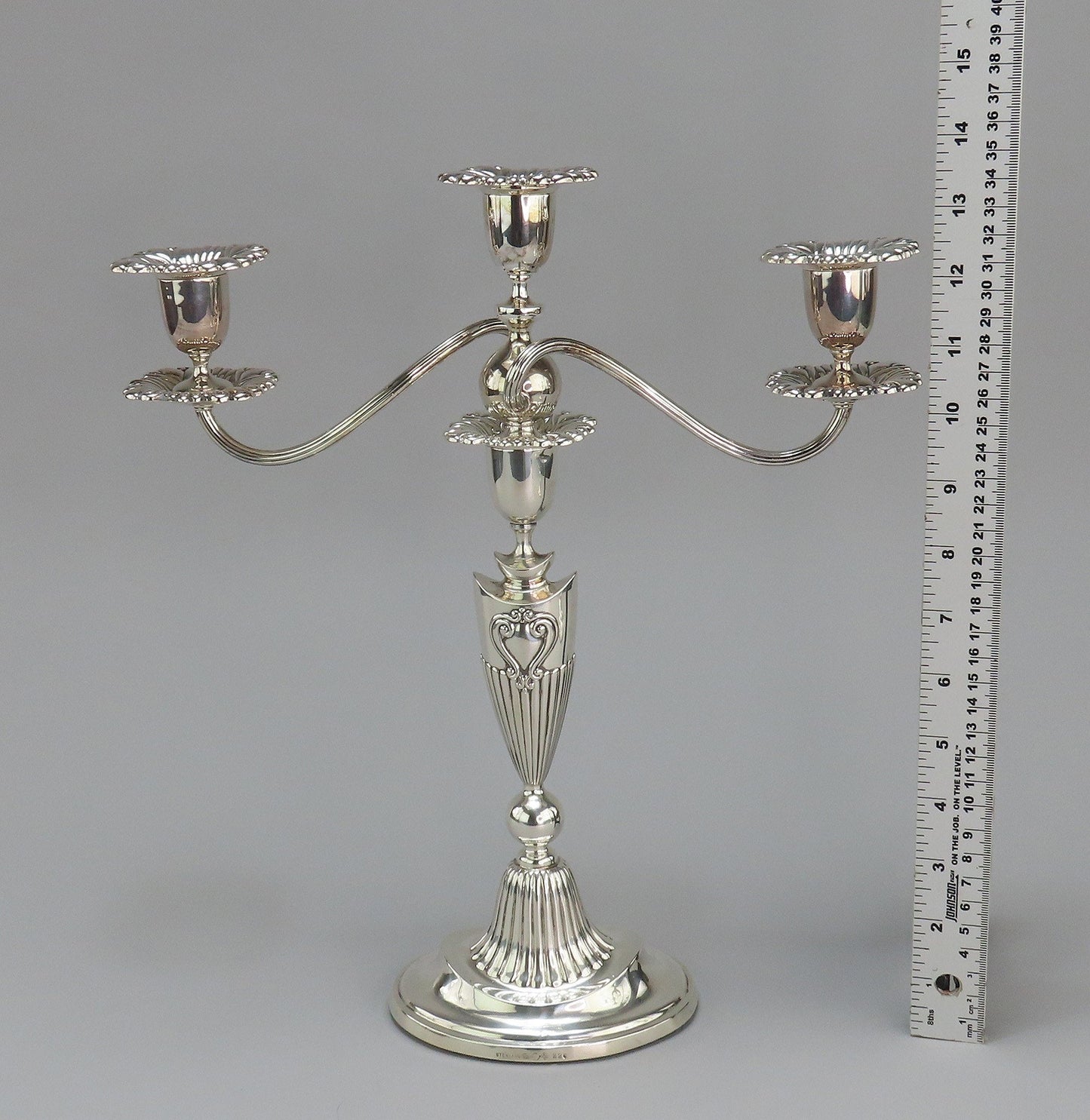 Stunning Pair 1885 Dominick Haff Sterling Silver Adams Style 3 Light Candelabra