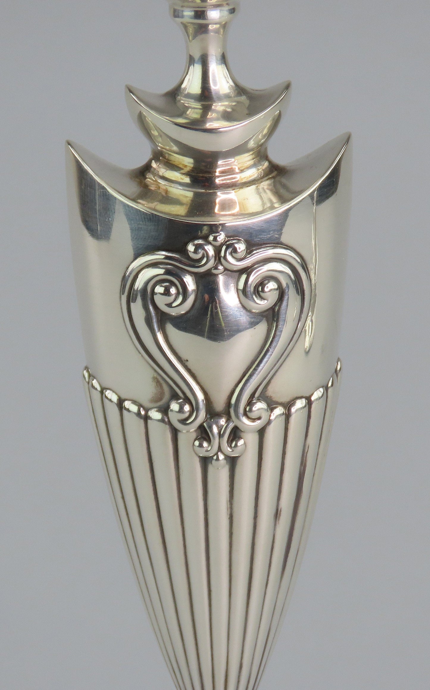 Stunning Pair 1885 Dominick Haff Sterling Silver Adams Style 3 Light Candelabra