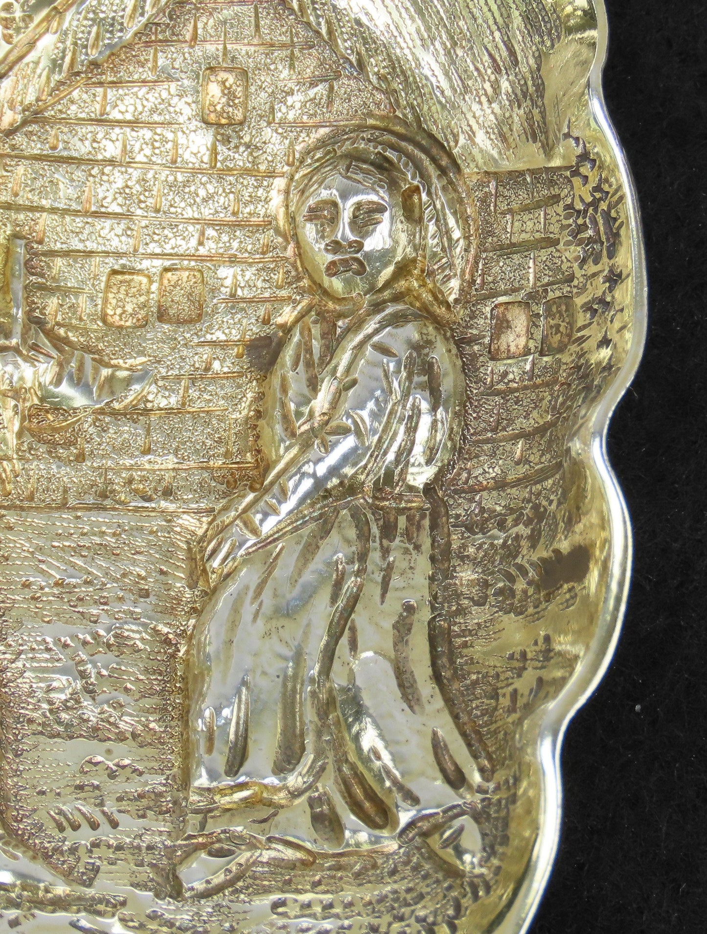 Fine 1741 English Sterling Silver Hand Chased Courting Scene Serving Spoon