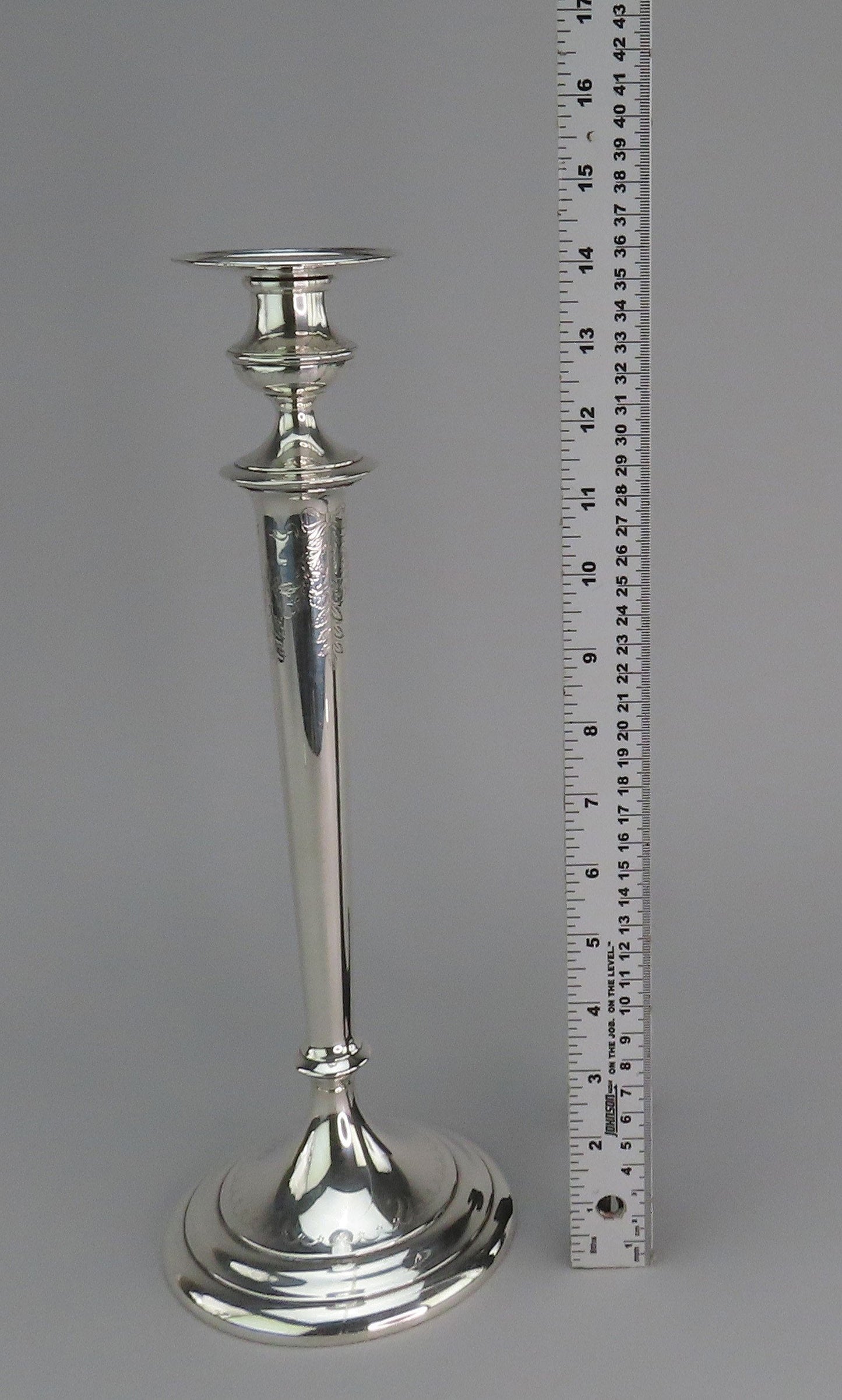 1917 Elegant Pair Tall Gorham Sterling Silver Candlesticks 14" A10918/1
