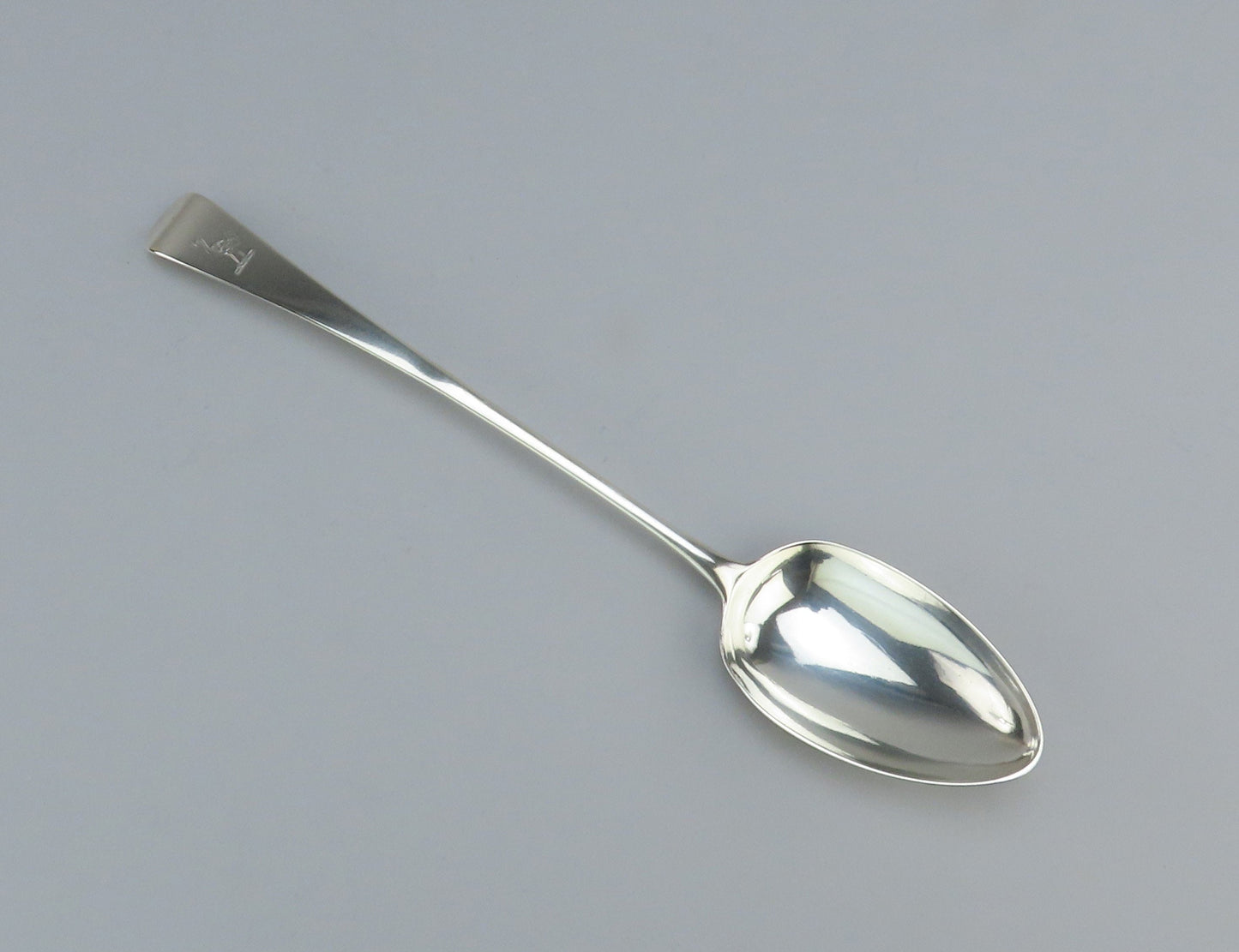 2pc 1791 English Georgian Sterling Silver Platter Stuffing Spoons Ostrich Crest