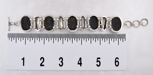 Stunning Sterling Silver Genuine Pearl Statement Toggle Bracelet