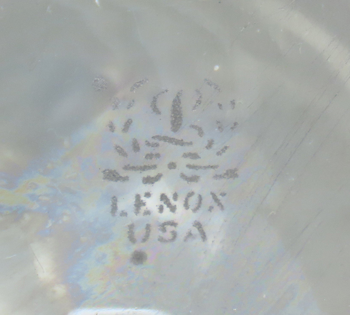 Lovely Lenox USA Signed Clear and Frosted Glass Flowers Floral Vase