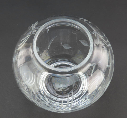 Lovely Lenox USA Signed Clear and Frosted Glass Flowers Floral Vase