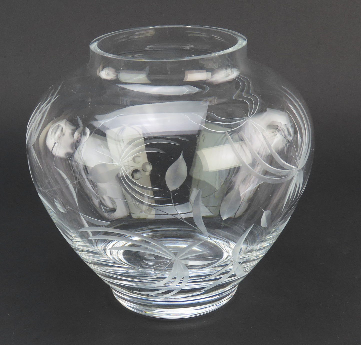 Lovely Lenox USA Signed Clear and Frosted Glass Flowers Floral Vase