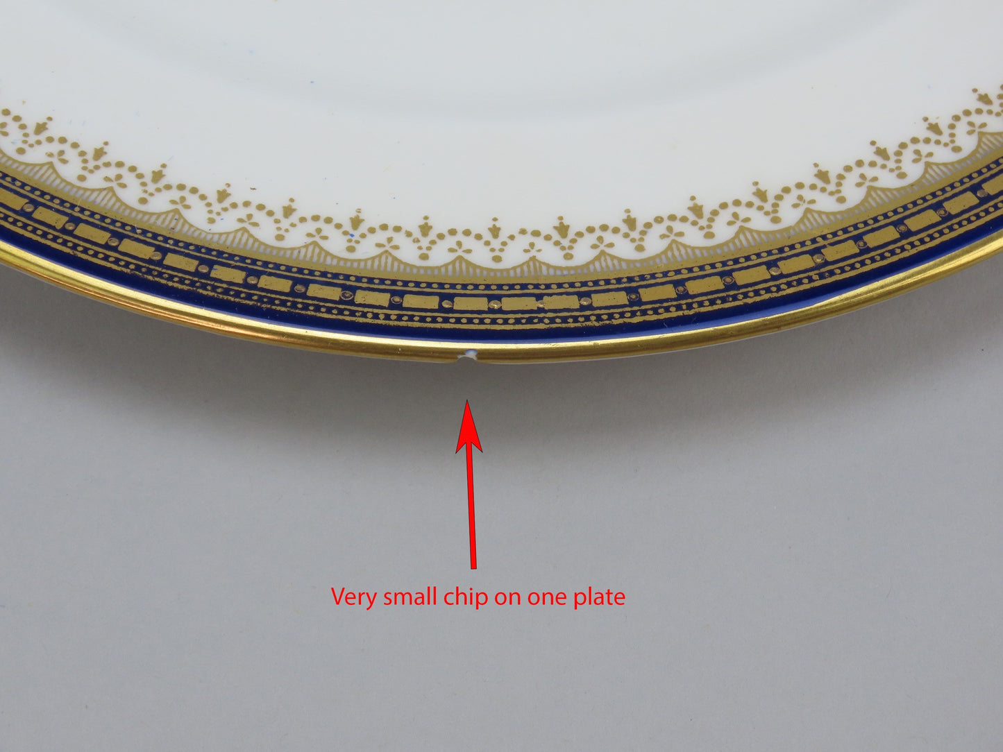 Vintage Royal Doulton Porcelain 11 pc Luncheon Plates Cobalt Blue & Gold 9in