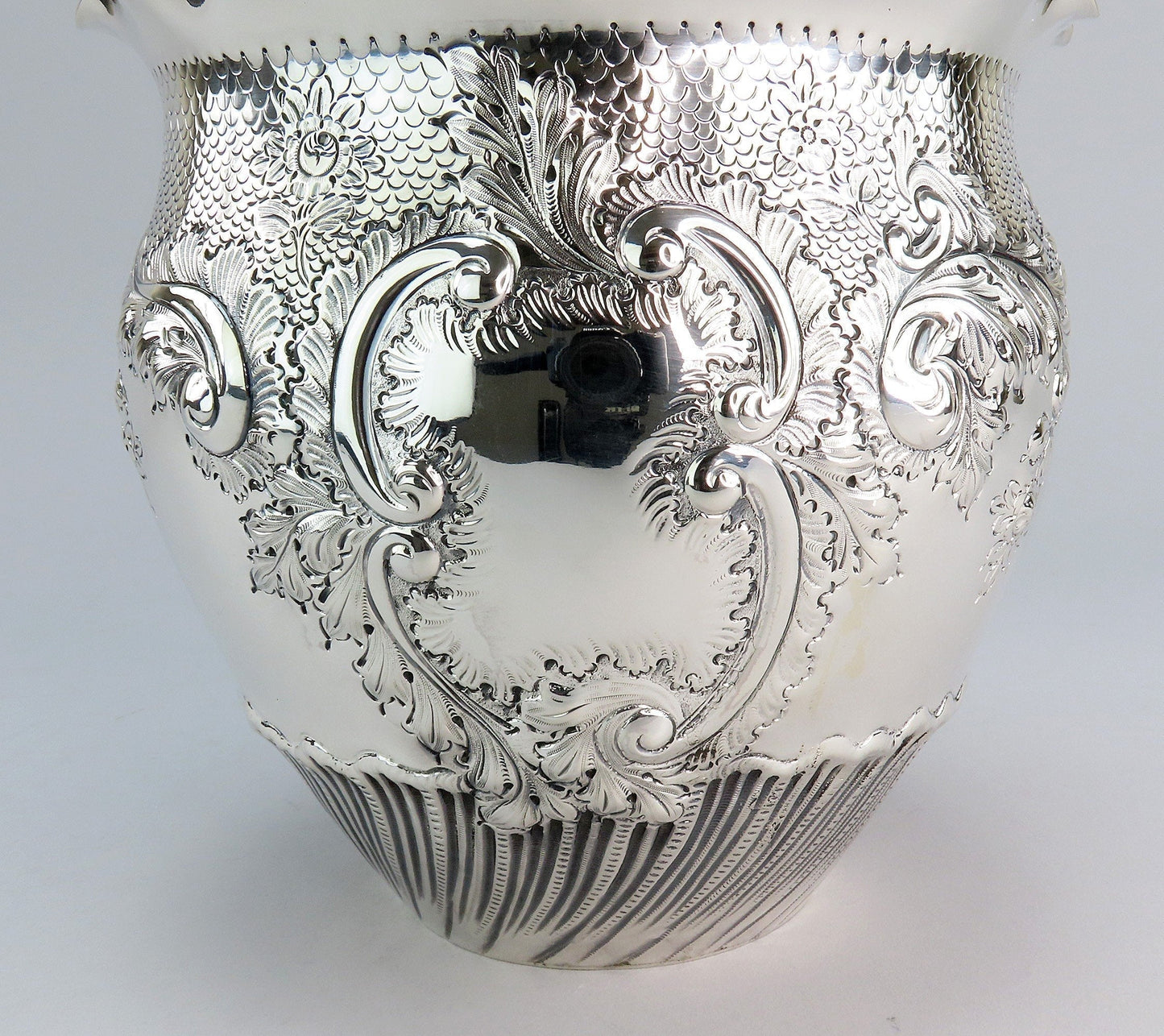 1892 Fabulous English Sterling Silver Mappin Webb Wide Mouth Vase No Mono 6 3/4"