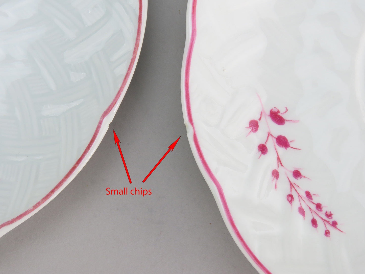 Rare Bernardaud Limoges l'Oeillet Pink Carnation Breakfast Cup Saucer Plate Set