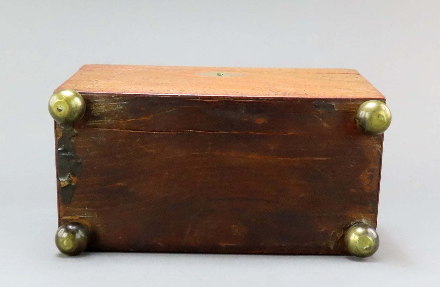 Nice English Early 1800s Mahogany Wooden Tea Caddy Original 2 Compartments