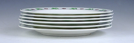 6 Wedgwood English Porcelain Rose and Leaf Border Luncheon Plates